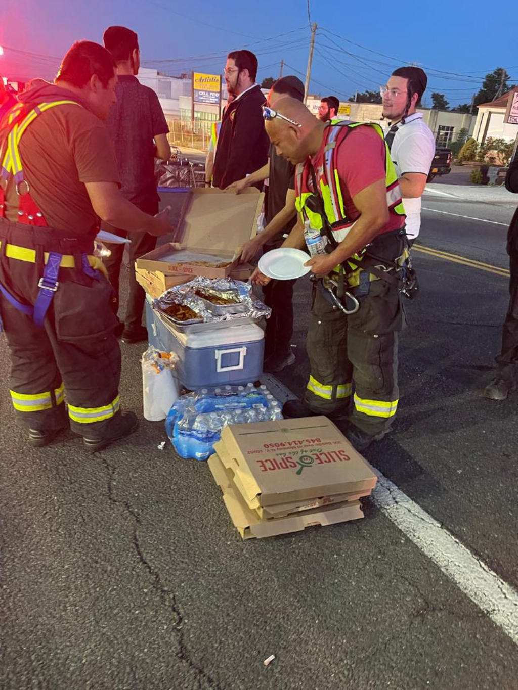 Rockland Chavivim supports the Hazmat Task Force and fire crews at the Valley Cycle Shop chemical spill on Route 59 in Monsey